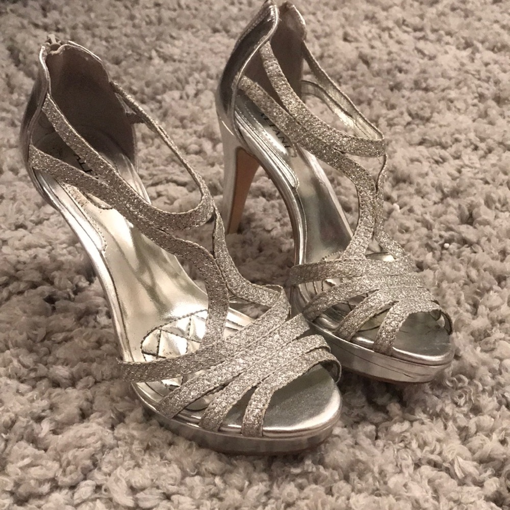 Silver sparkly heels